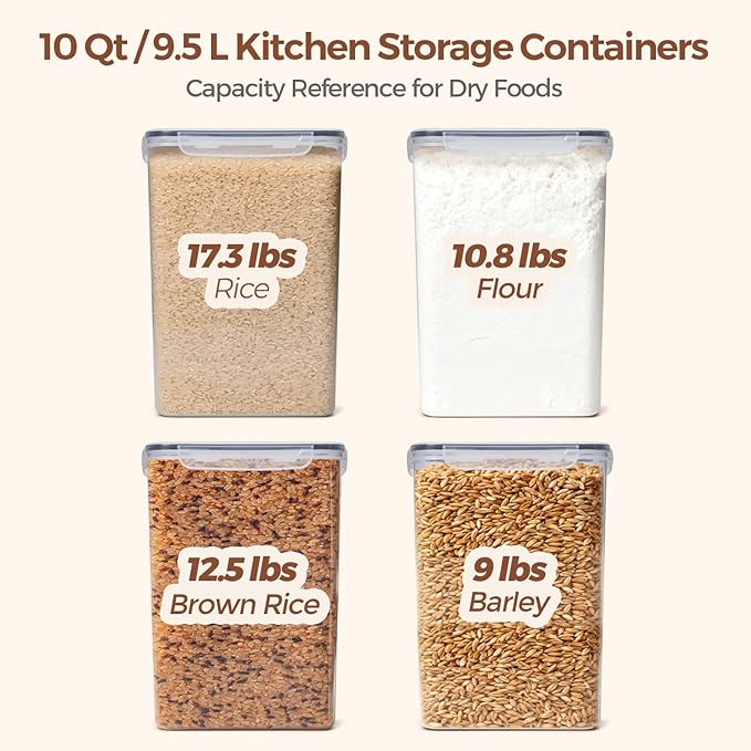 ComSaf Rice Container Set of 2, Large Airtight Food Storage Containers - Image 3