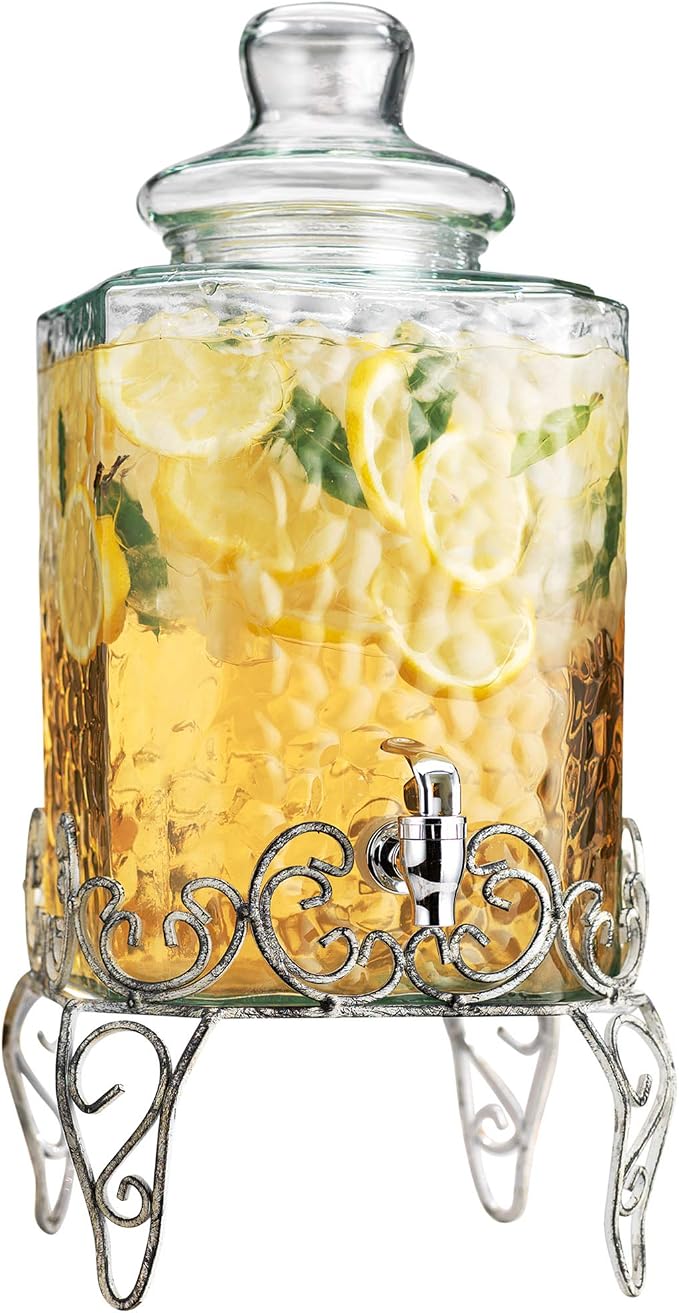 MosJos 2.5 Gallon Classic Hammered Glass Beverage Dispenser - Image 8