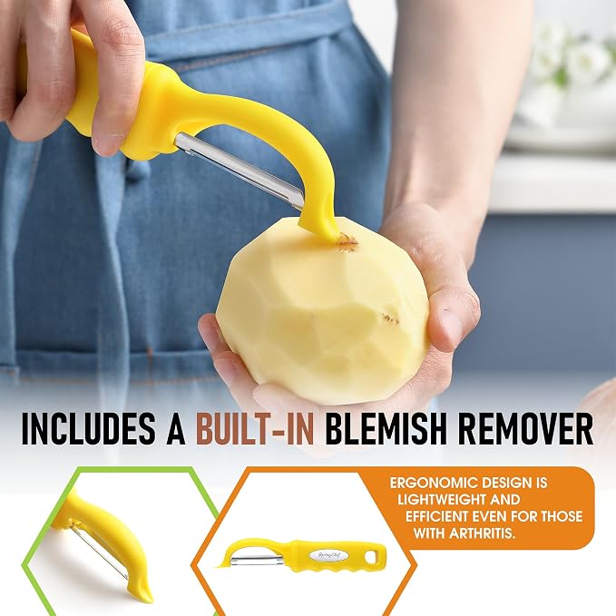 Spring Chef Premium Stainless Steel Yellow Swivel Potato Peelers - Image 5