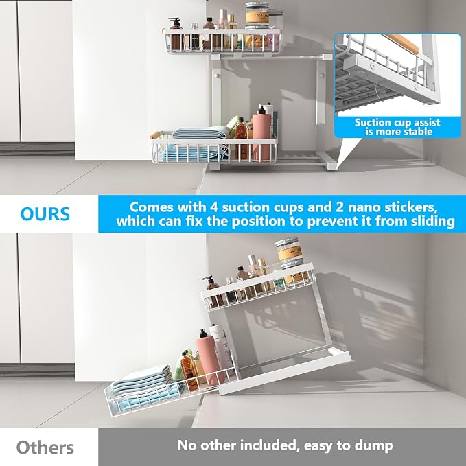 Merrylun Under Sink Organizers, 5 Adjustable Height，Metal Pull Out Under Sink - Image 3