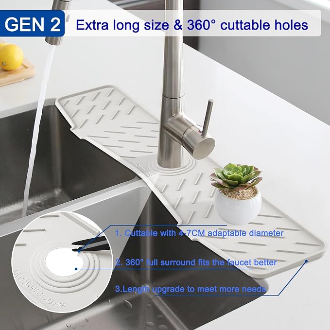 Faucet Mat for Kitchen Sink – 24” x 5.1” Extra-Long Silicone Splash Guard - Image 5