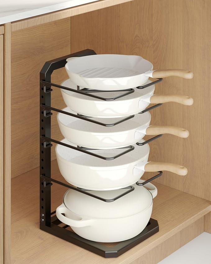 Pots and Pans Organizer under Cabinet, 5 Adjustable Tiers Heavy-Duty Pan Pot by GIGIFTREE