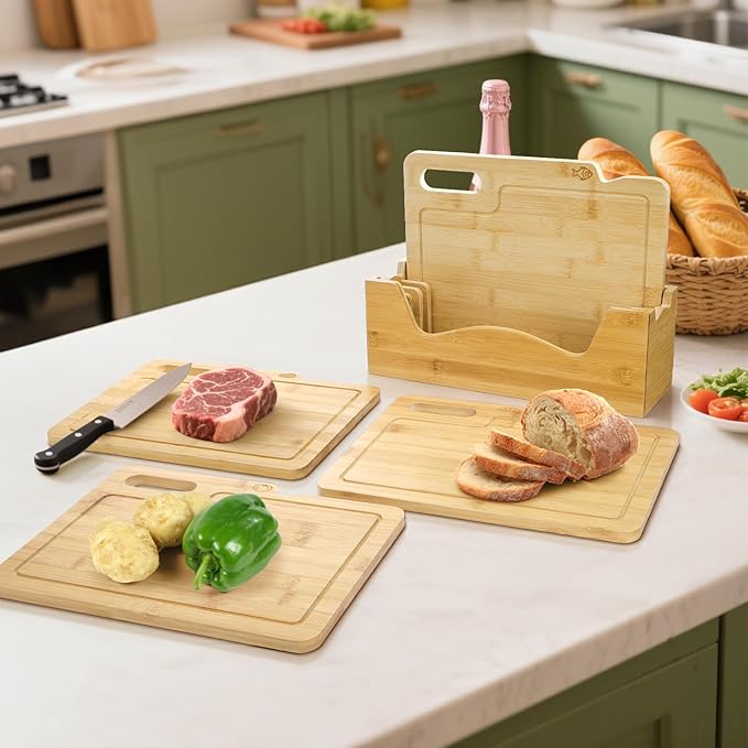 ZENFUN 4 Pack 12.5"L x 9.8"W Bamboo Cutting Boards - Image 6