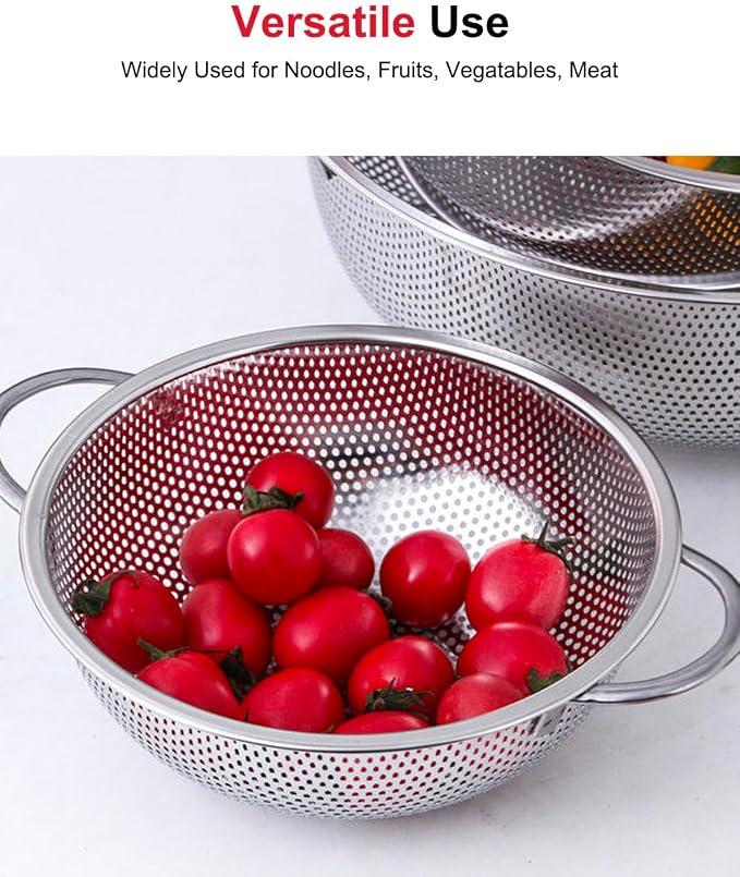 3-Quart Colander for Kitchen, Stainless Steel Colander - Image 4