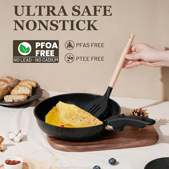 KIKCOIN 20 Pcs Pots and Pans Set Non Stick, Detachable Handle Cookware Sets - Image 3