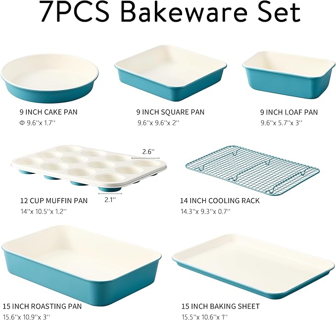 CAROTE 7-Piece Ceramic Baking Pans Set, Aluminized Steel Bakeware Sets - Image 2