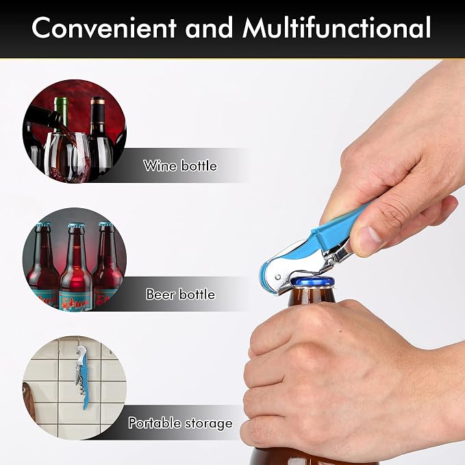 Professional Waiter Corkscrew Wine Openers Set, Heavy Duty Stainless Steel - Image 6