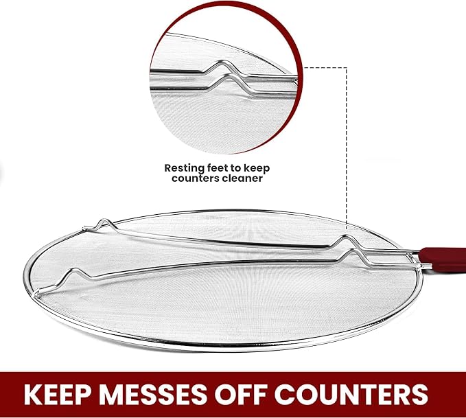 13" Grease Splatter Screen for Cooking | Stainless Steel Oil Splatter Guard and - Image 5