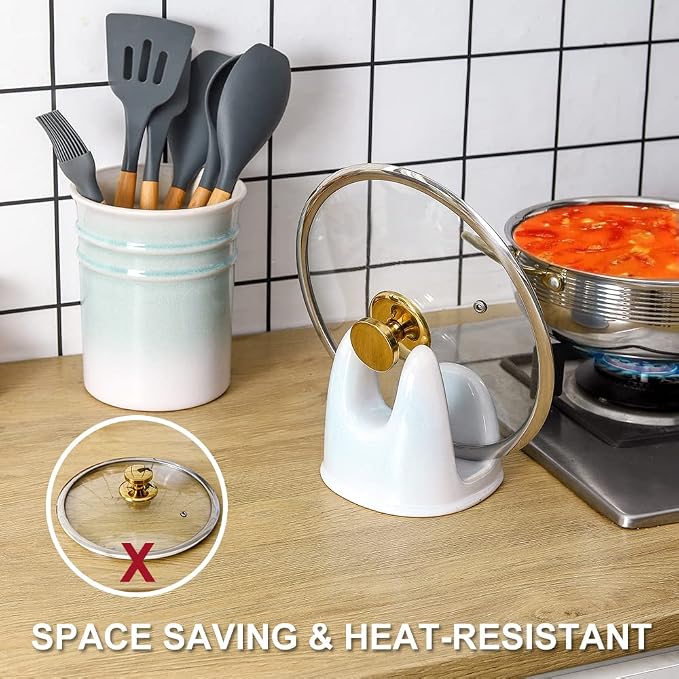 Nihow Pot Lid Holder: Stable Ceramic Pan Lid Holder - Image 4