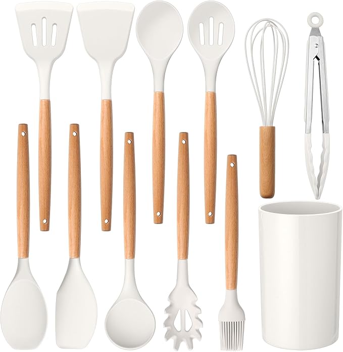 E-far Kitchen Utensils Set of 12, Silicone Cooking Utensils by E-far