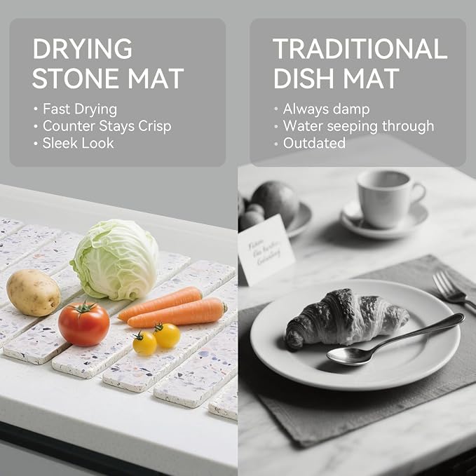 Stone Drying Mat for Kitchen Counter, 24 x 16 inches, Fast Drying Collapsible - Image 6