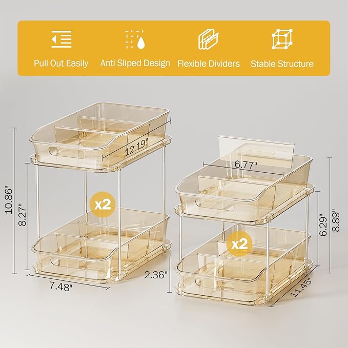 Delamu 2-Tier Under Sink Organizers and Storage, Pull Out Kitchen Pantry - Image 5
