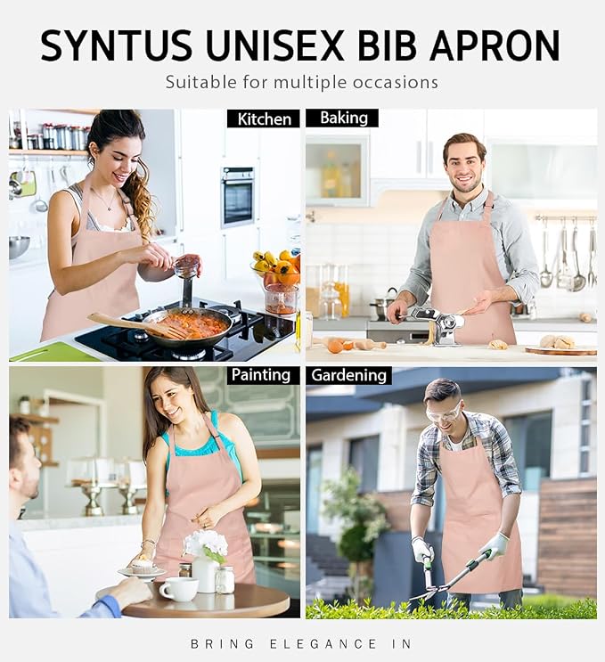 Syntus Apron for Men Women, Adjustable Cooking Kitchen Chef Aprons - Image 6
