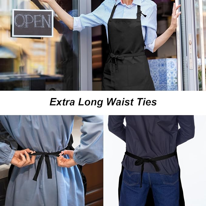 15 Pcs Adult Aprons Bulk with Pockets Adjustable Bib Chef Apron - Image 4