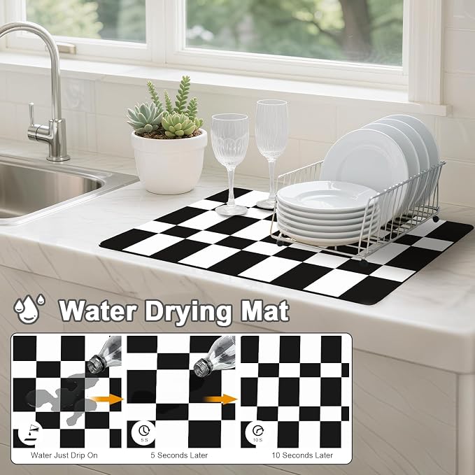 Dish Drying Mats for Kitchen Counter, Waterproof Coffee Mat for Countertop - Image 2
