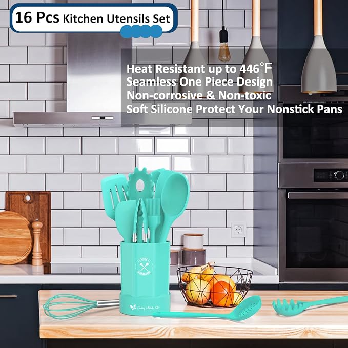 Silicone Kitchen Utensils Set, 16-Piece Silicone Cooking Utensils by Deedro - Image 3