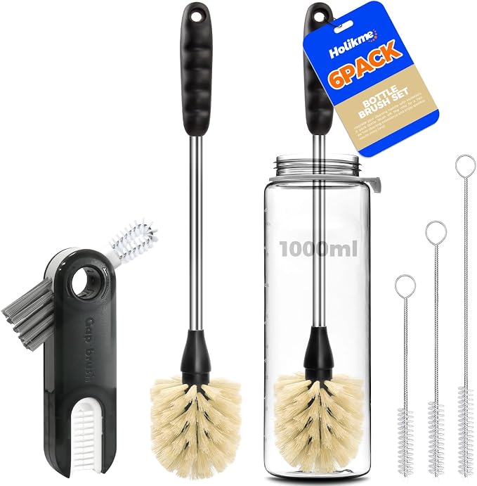 Holikme 6 Pack Bottle Brush Tube Set, 3 Straw Brushes, Portable 3-in-1 Bottle by Holikme
