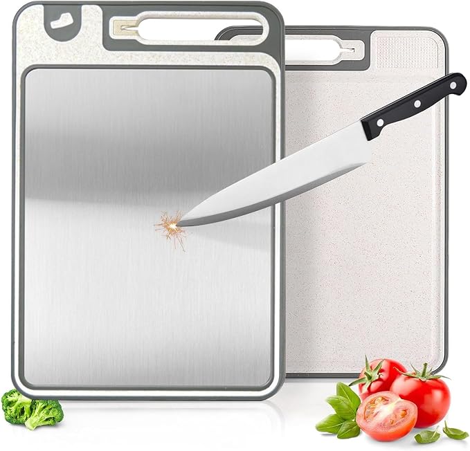 Stainless Steel Cutting Board, Dishwasher Safe, Scratch-Resistant by COZZIVITA