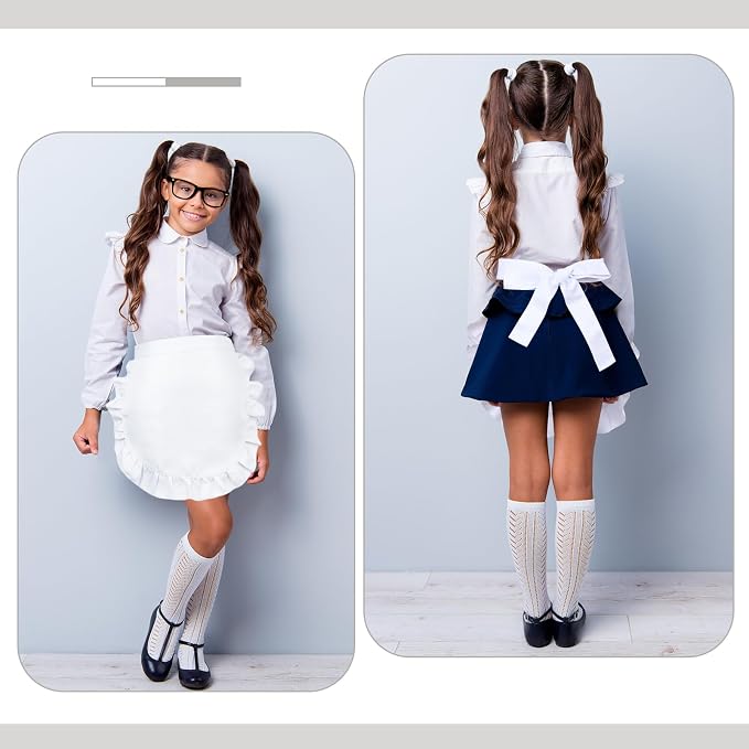 2Pcs Kids White Waist Apron Half Apron Puffy Tight Costume Kitchen Party Favors - Image 6