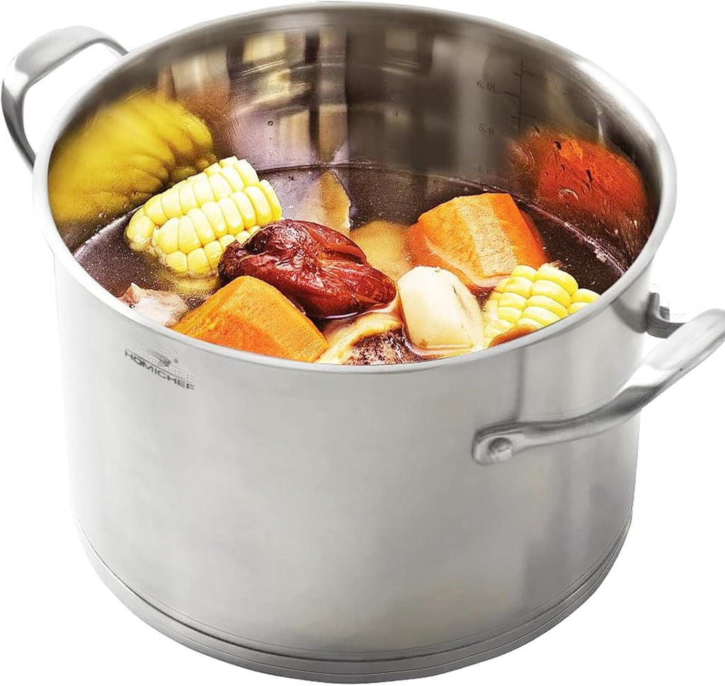HOMI CHEF HEAVY ECOLOGICAL NICKEL FREE Stainless Steel Stock Pot 8QT