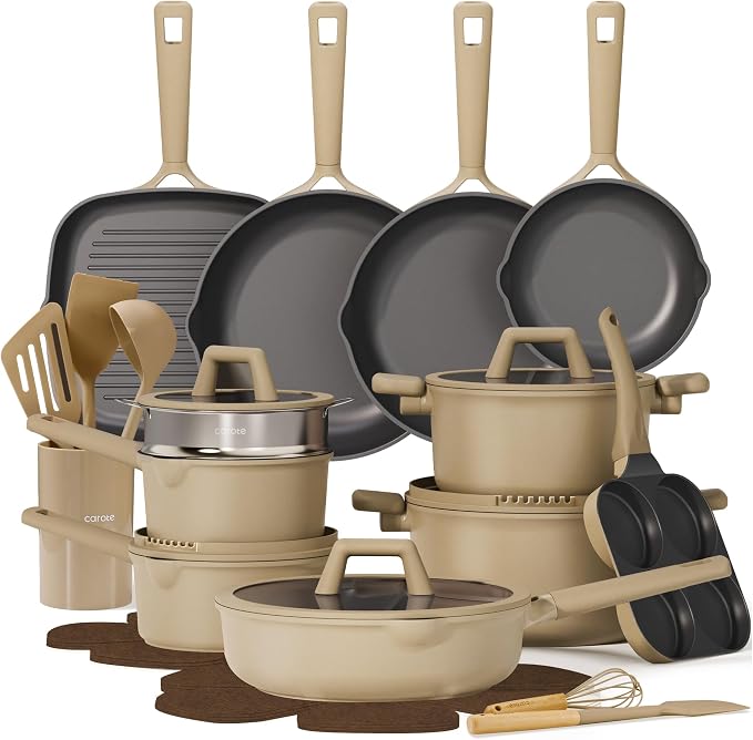 CAROTE 31PCS Pots and Pans Set, Nonstick Cookware Set Kitchen Non Stick by CAROTE