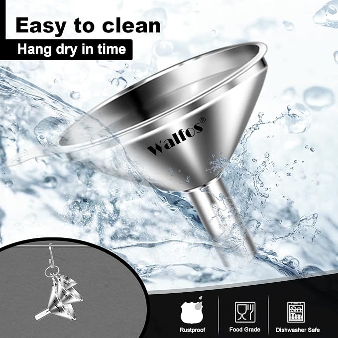 WALFOS Mini Stainless Steel Funnels, - Image 7