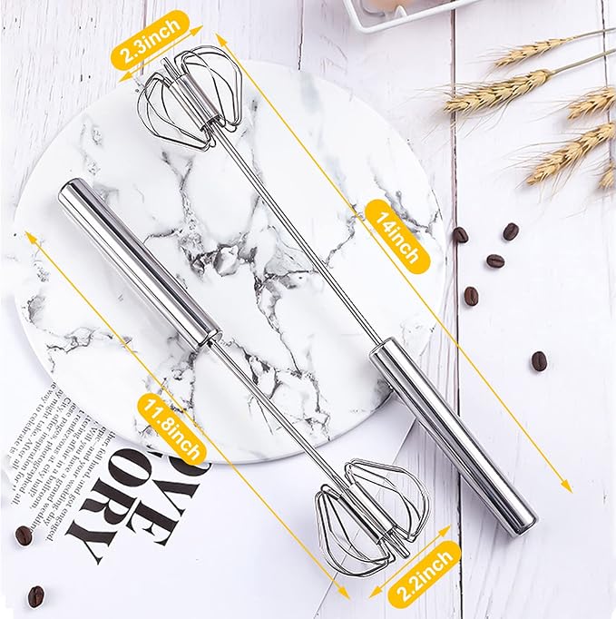 Egg Whisk, 2 Pack Stainless Steel Home Kitchen Tool, Hand Easy Whisk Egg Beater - Image 6