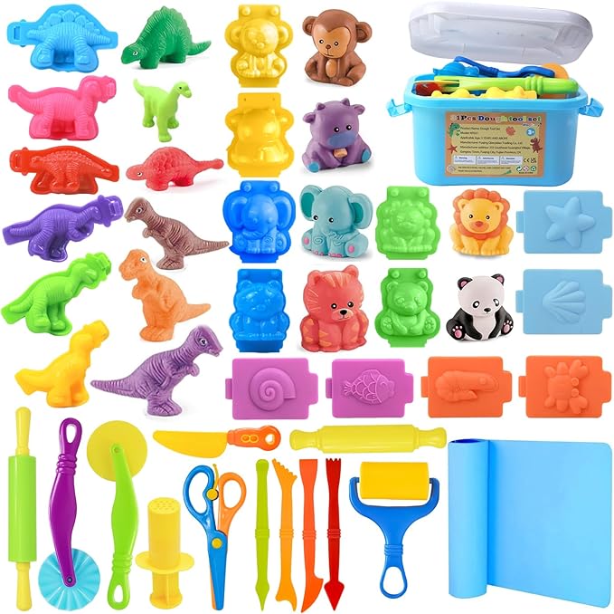 Dough Tool Set, Dough Accessories Includes Storage Container, 3D Animal by Wxqfumy