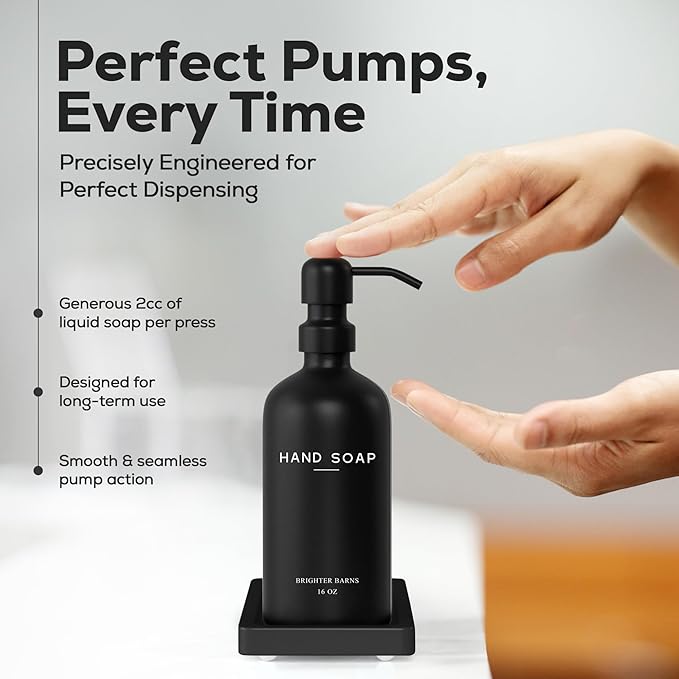 Black Glass Soap and Lotion Dispenser Set - Image 4