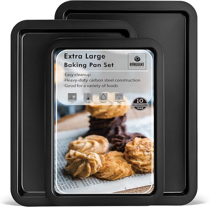 HONGBAKE XL Large Baking Sheet Set-19x13.25 in, Large Cookie Sheet Pan by HONGBAKE