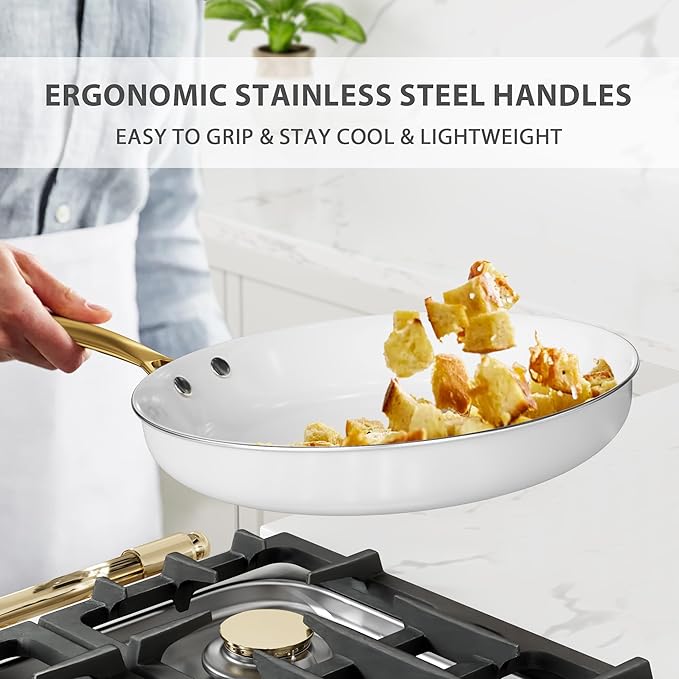 Ceramic Cookware Set, VONIKI 16 Pcs Pots and Pans Set Non Stick, Kitchen - Image 5