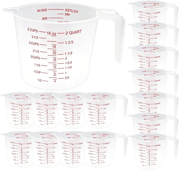 16 Pcs 2 Cup Capacity Plastic Measuring Cup, 16 Oz/500 ml Clear Graduated by Unknown