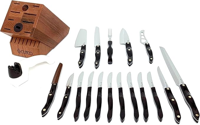 Cutco 19 Pc Kitchen Knife Set Cherry Wood Stand - Image 2