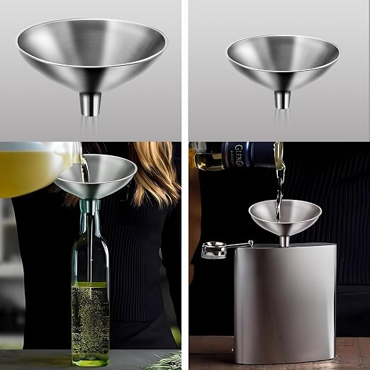 Serinar 2 Piece Small Stainless Steel Filling Mini Funnel, Flask Funnel - Image 3