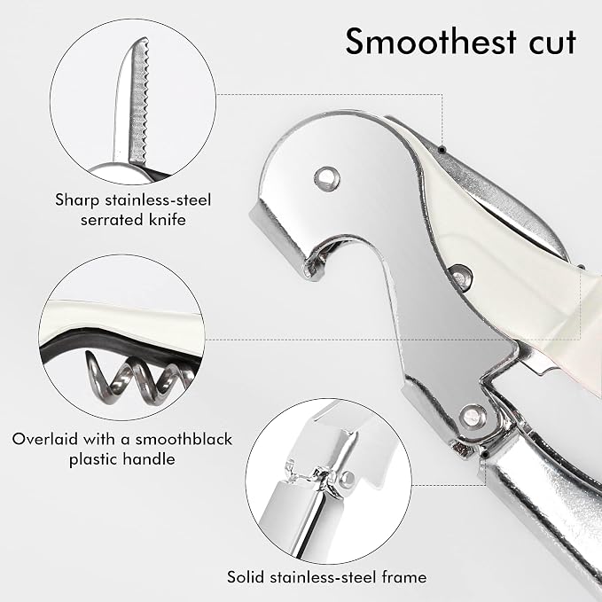 Professional Waiter Corkscrew Wine Openers Set, Heavy Duty Stainless Steel - Image 5