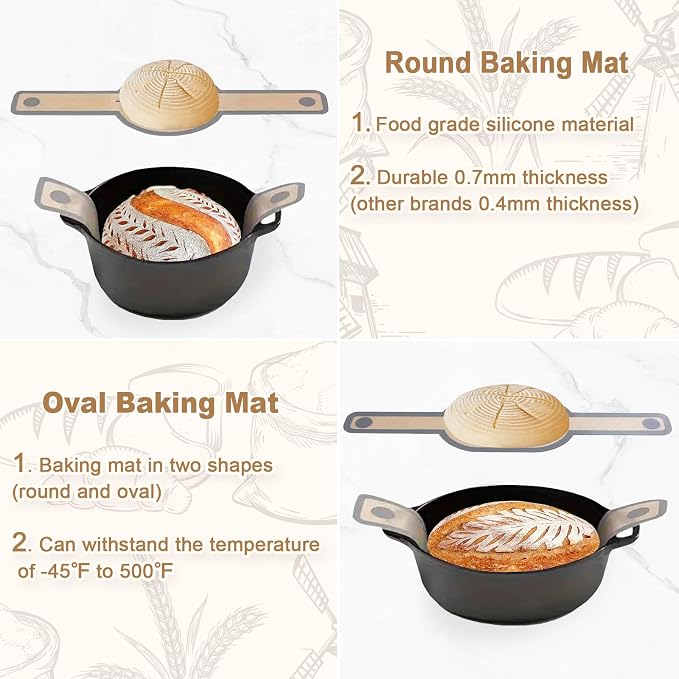 Bread Making Tools and Supplies, inclued Round Baking Mat and Oval Baking Mat - Image 6
