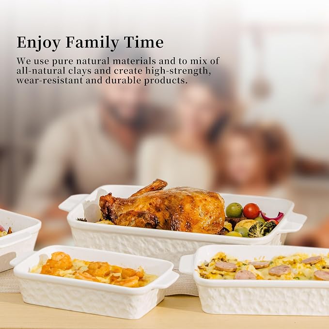 Dafuceramic Casserole Dishes for Oven, Baking Dishes, Ceramic Bakeware Sets of 4 - Image 5