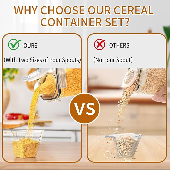 HKJ Chef Cereal Containers Storage Set, Cereal Dispensers - Image 6