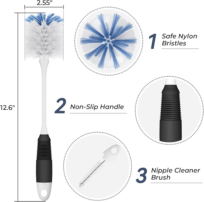 Amazer Bottle Brush Cleaner, Long Flexible Handle Bottle Brush Scrub - Image 2