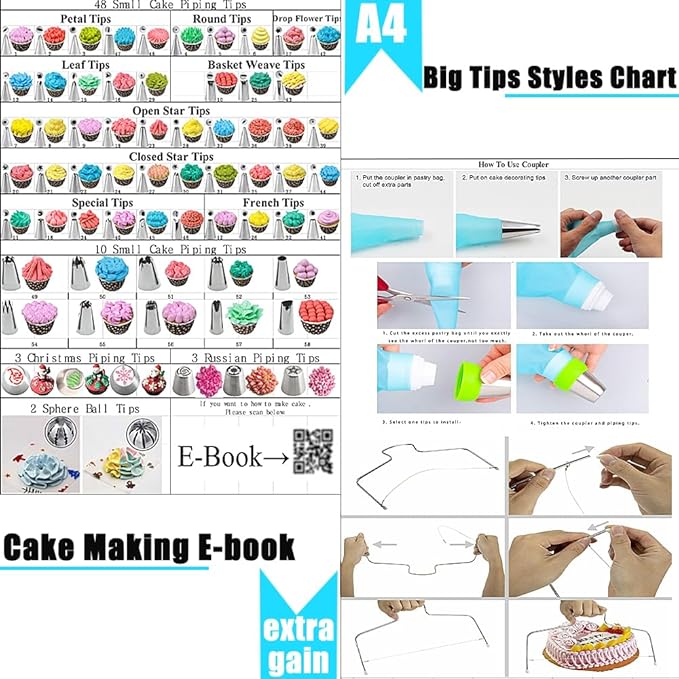 Cake Decorating Kit Cake Decorating Supplies, 66 Icing Piping Nozzles, Cake - Image 7