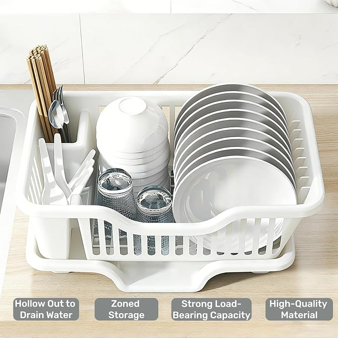 Noamus 2-Piece Plastic Dish Drying Rack, Heavy Duty Sink Set Dish Rack - Image 5