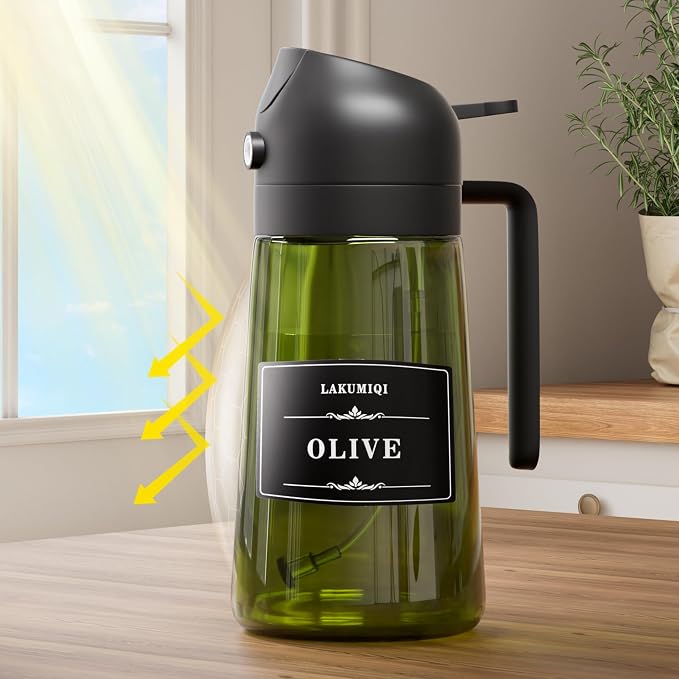 LAKUMIQI 2 in 1 Oil Sprayer for Cooking, 16oz Olive Oil Dispenser Bottle for - Image 3