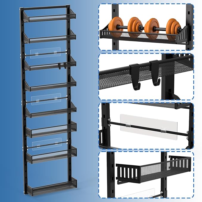 coobest 8-Tier Over the door Spice Rack Organizer, Large Heavy Duty Metal Wall - Image 9
