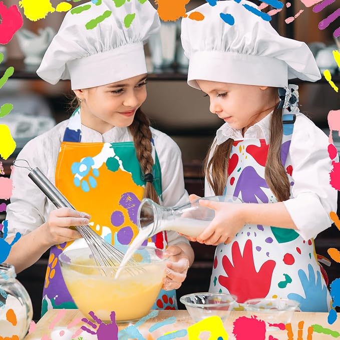 2 Pack Kids Apron, Cute Cooking Aprons, Waterproof Art Apron - Image 6