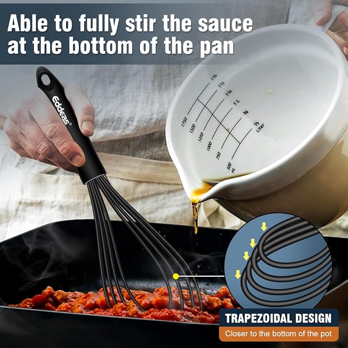 Flat Whisk, EDDEAS Silicone Gravy Whisk - Image 7