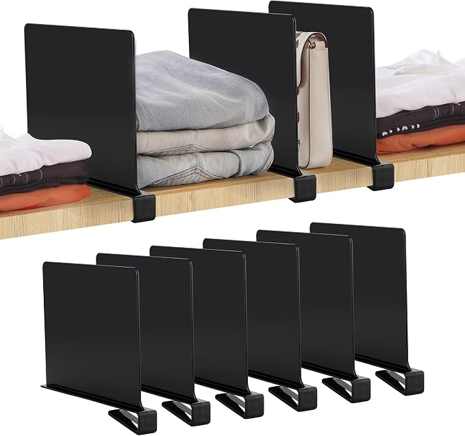 JOY DECOR 6 Pack Acrylic Matte Black Shelf Dividers by JOY+DECOR
