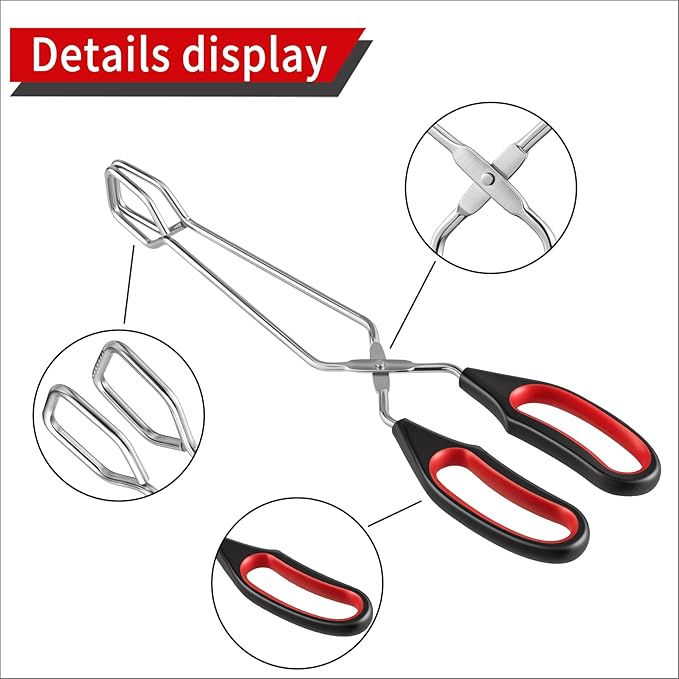 Stainless Steel Scissor Tongs 9.25-Inch, and 13-Inch Set - Image 3