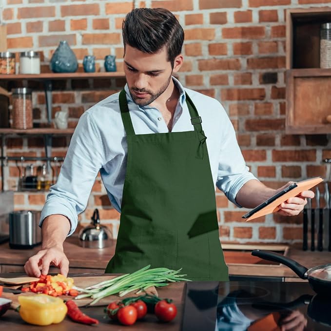 15 Pcs Adult Aprons Bulk with Pockets Adjustable Bib Chef Apron - Image 7