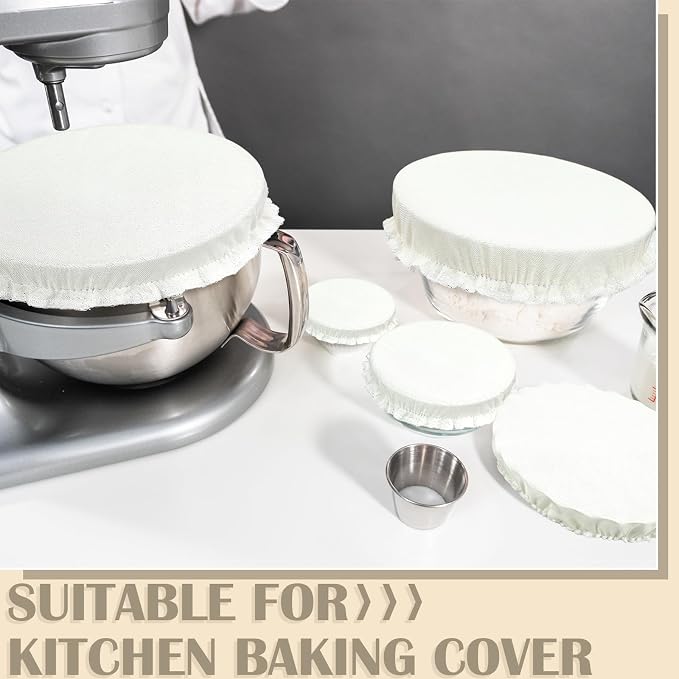 Patelai 10 Pcs Bowl Covers Reusable in 5 Size Stretch Cloth Fabric Elastic Food - Image 3