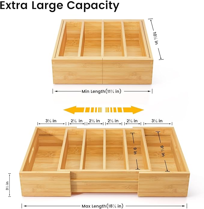 Kiasthome Expandable Bamboo Lid Organizers Inside Cabinet, Kitchen Cabinet - Image 2